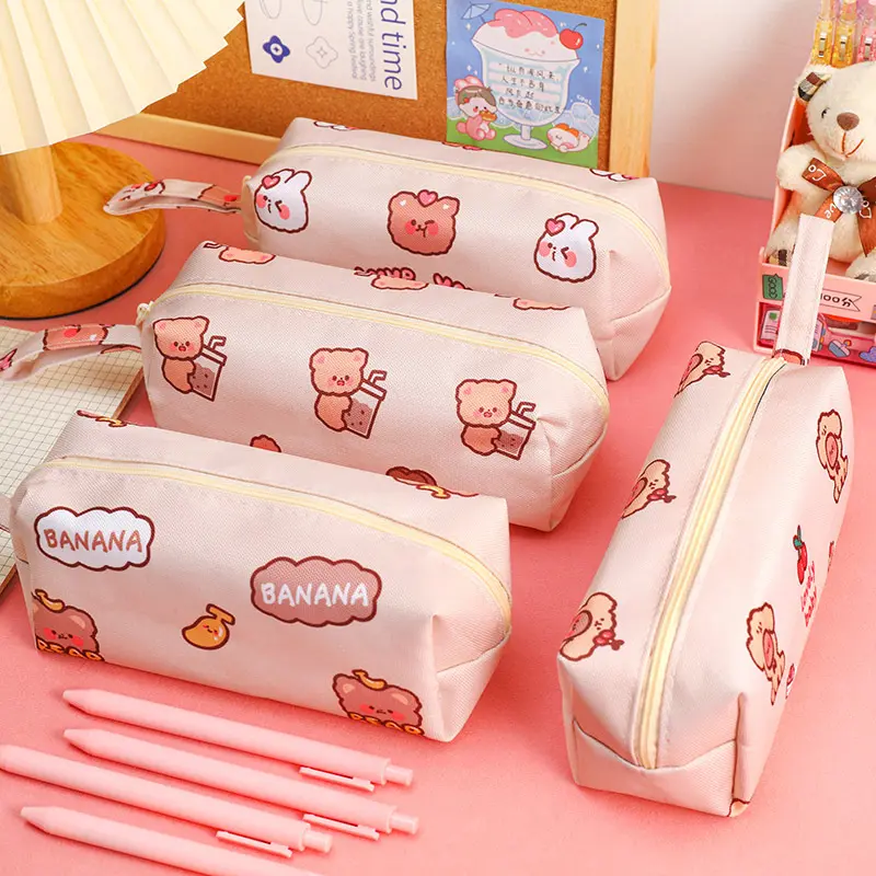 COD TEMPAT PENSIL CANVAS LUCU MOTIF BERUANG / PENCIL CASE CANVAS TEBAL / KOTAK PENSIL IMPORT CANVAS LUCU / TEMPAT PENSIL UNIK