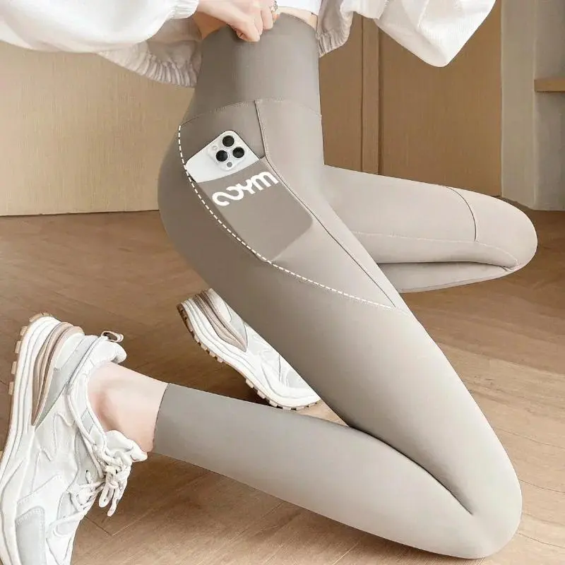 Yoga leggings, with pockets, high waist, hip lifting pants, seamless sports tights, push-up leggings, sports gym clothing pants outdoor sports Maroon joggers jogging