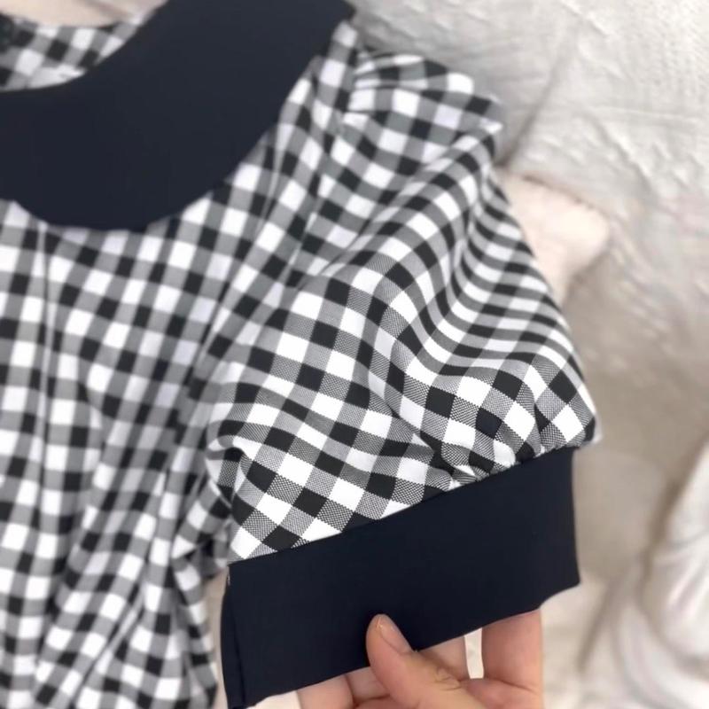 [Blapinkshop] Đầm caro Blapink đầm cổ sen phối màu sọc caro phong cách dễ thương nhí nhảnh 6