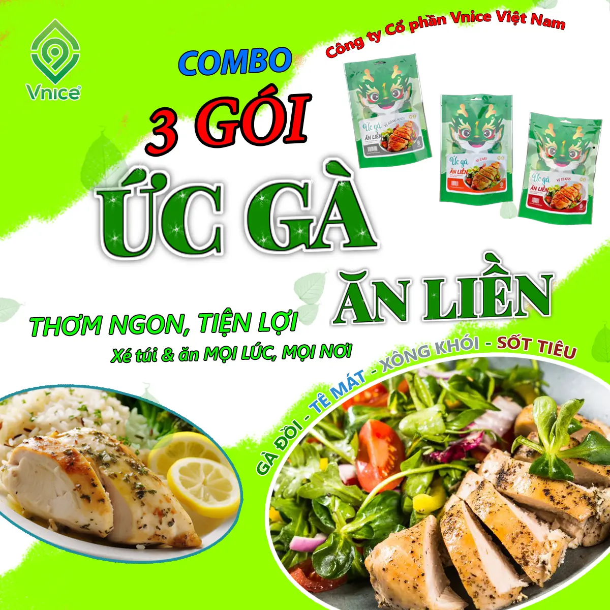 [HOT] COMBO 3 ỨC GÀ ĂN LIỀN KAWAI - Bữa Ăn Nhanh Gọn, Đầy Dinh Dưỡng, Xé Túi Ăn Ngay - Gói nhỏ 80G
