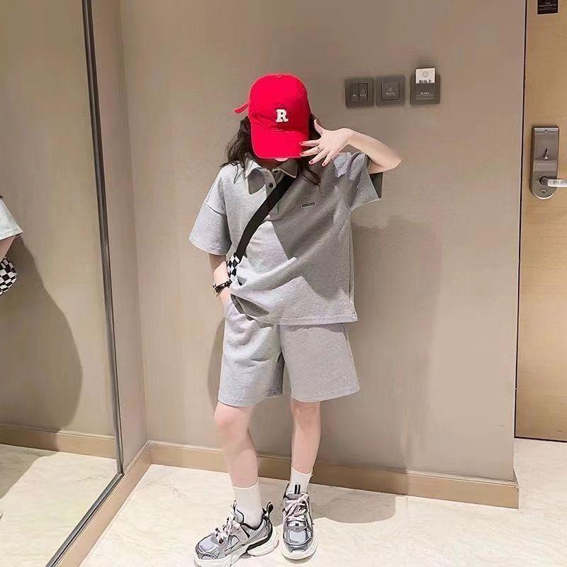 Bộ Đồ Mùa Hè Cho Bé Gái, Phong Cách Hàn Quốc, Cổ Polo Thường Ngày Quần Đùi ngắn Tay, Bộ Đồ Hai Mảnh Thể Thao Thời Trang, Thời Trang 2025 Áo Women 2