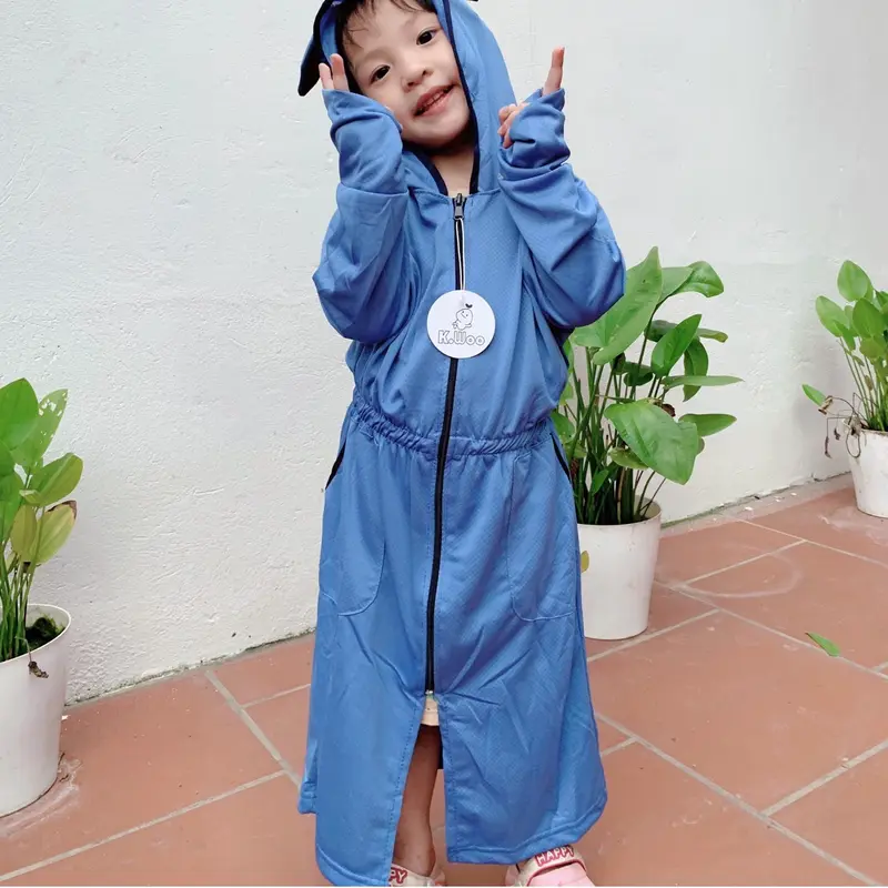 [9-32kg] Áo chống nắng toàn thân, tặng kèm khaaur trang,có tai thỏ siêu yêu cho bé, chất liệu Aircool thông hơi, thoáng mát, mềm mịn, co dãn 4 chiều . Sport Trang Phục Kids 6
