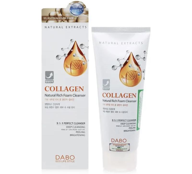 Sữa rửa mặt Collagen DABO 3-IN-1 Nature Rick Foam Cleanser Dành Cho Da Xạm Nám, Dưỡng Trắng Da HHàn quốc 180ml/Hộp 1