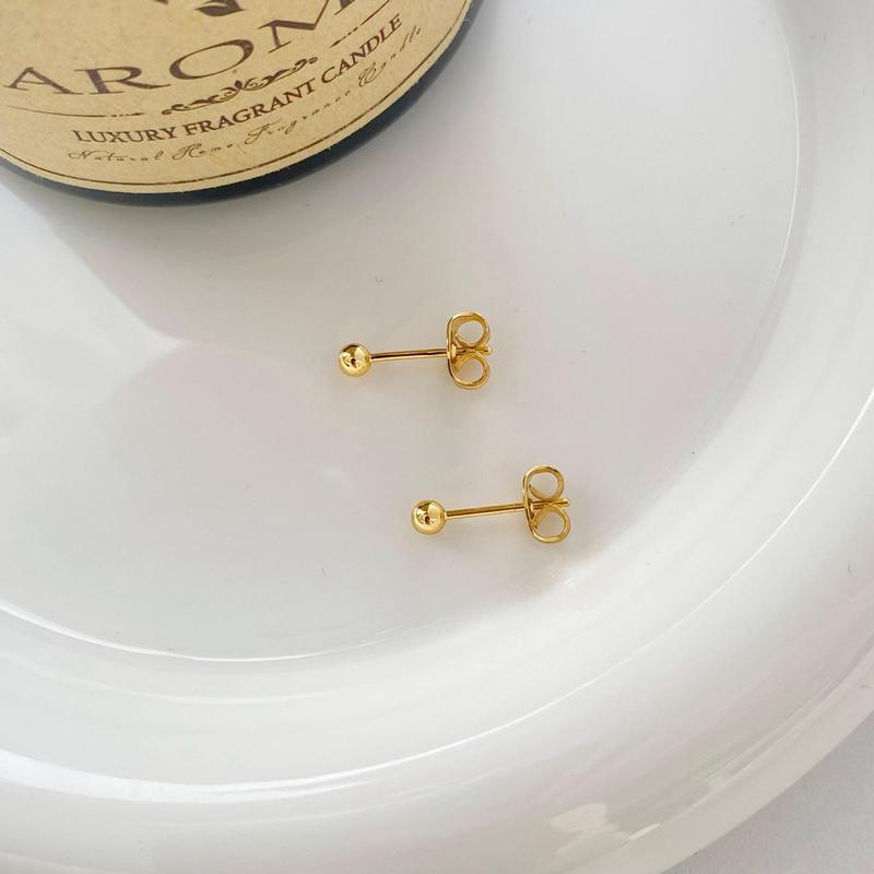 Product Introduction of Gold and Silver Peas round Beads Ear-Caring Auricular Needle Women's Niche Design Simple All-Match Gold-Plated Petite Earrings 7