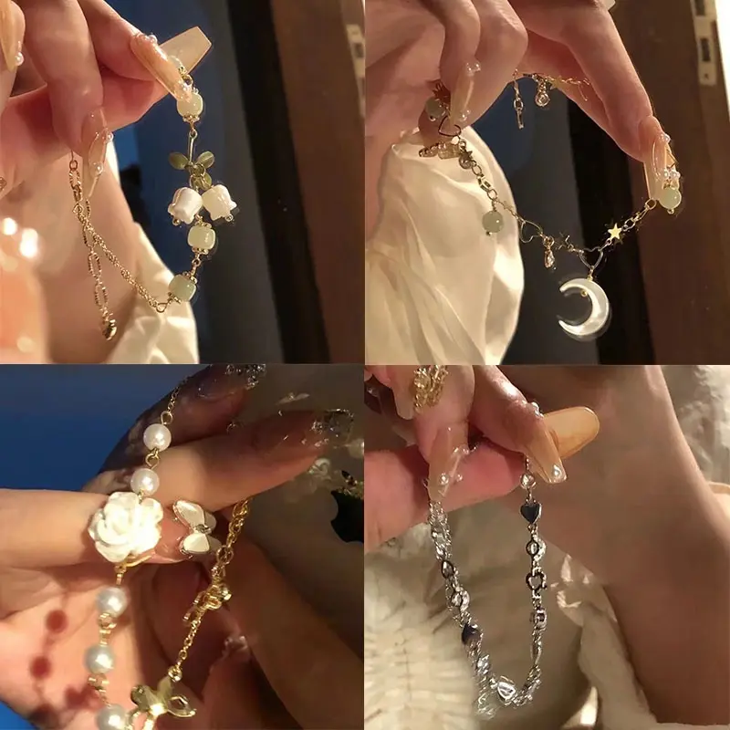Vòng Tay Hoa Trà Cho Nữ Vòng Tay Convallaria Thiết Kế cổ điển Độc Đáo Sang Trọng Giá Cả Phải Chăng Voan Phụ Kiện