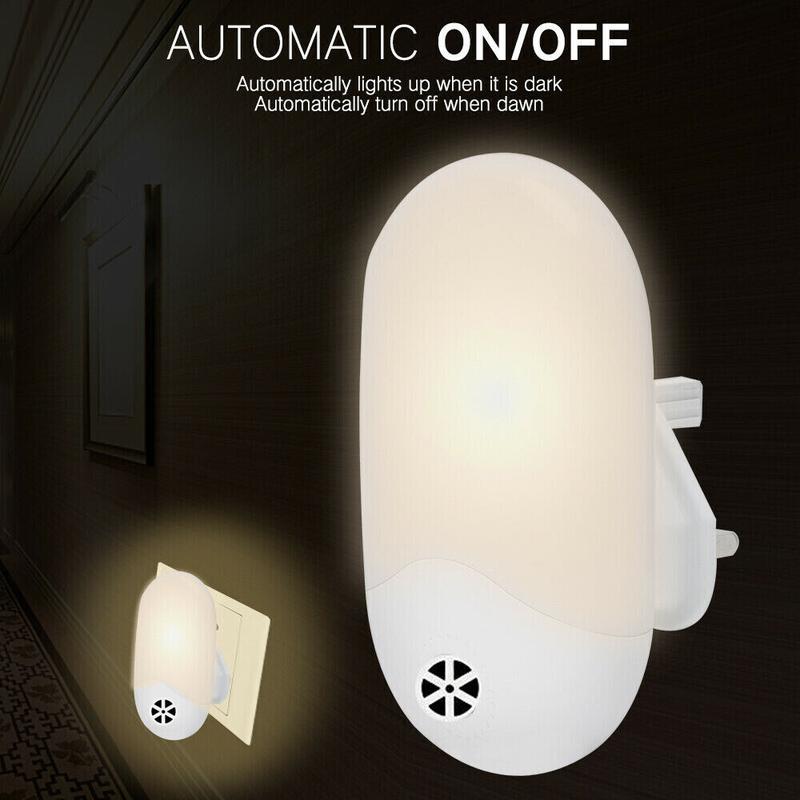 Dusk to Dawn Automatic Light Sensor EU UK US Wall Plug In LED Night Light Lamp 6