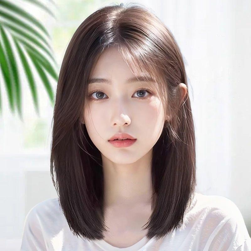 Tóc Giả Cả Đầu Dài Trung Bình Tóc Giả Nữ Dài Khoảng 40cm Tóc Nhân Tạo Tóc Mái Bên Thời Trang Cắt Tóc Dài Xương Đòn Tóc Ngắn Tóc Giả Trùm Đầu