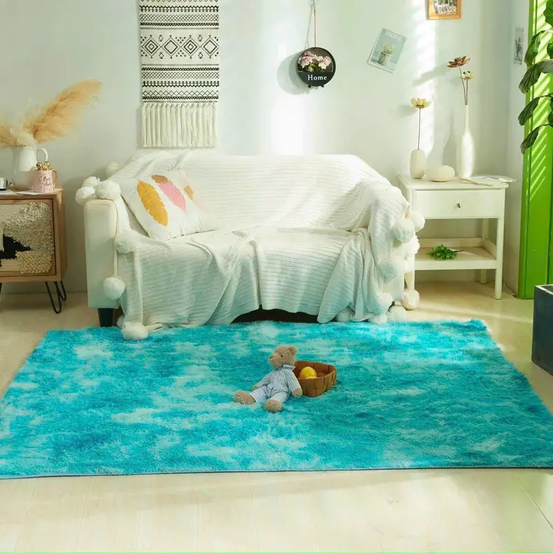 Thảm lông trải sàn kích thước 1m6x2m màu xanh dương 1