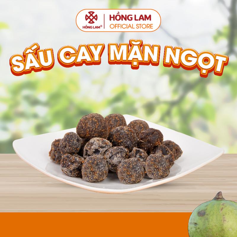 Sấu cay mặn ngọt Hồng Lam 200gram, thương hiệu ô mai duy nhất có chứng chỉ ISO22000