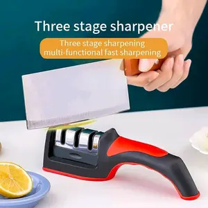 Pengasah Pisau 3in 1 Cepat dengan Alas Antiselip Multifungsi Baja Knife