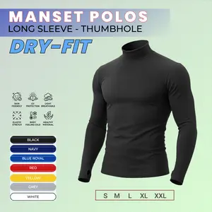 BEST SELLER Baslayer Pria Baju Manset Gunung Tumbhole Finger Baju Hiking Pria Lengan Panjang Sport Hitam