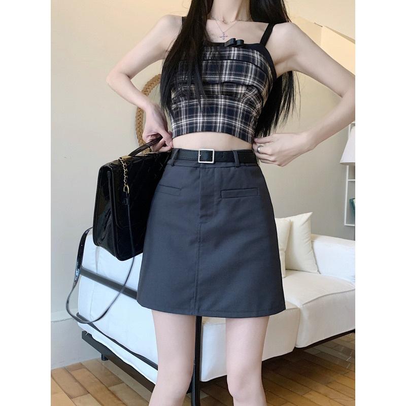 Chân váy a dáng ngắn kèm đai lưng, chân váy phong cách ulzang dáng ngắn có quần lót trong Niga Closet Cao Cấp 7