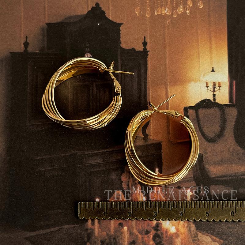 Product Introduction of Vintage Light Mid-Ancient Exaggerated Western Style Earrings Metal Geometry Earclip Earrings High-Grade Face-Showing Small Earrings 2