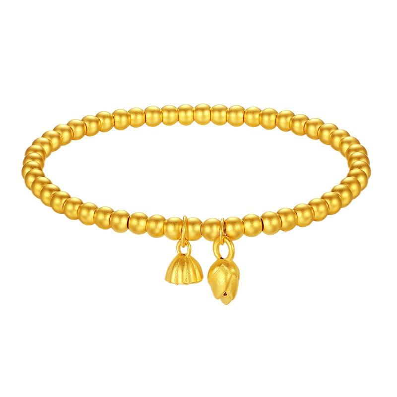 Authentic Vietnam Placer Gold Liangshihuan Ancient Style Tin Gold Bracelet Heritage Lotus Seedpod Lucky Beads Blessing Card Non-Fading Bracelet 4