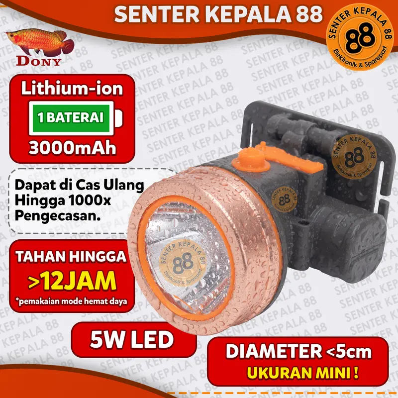 DONY Senter Kepala Dony KL 105 Si Unyil Siunyil Doni Cas Terang Jarak Jauh SUPER TERANG MURAH Sintar Dony Kepala SUPER TERANG ORIGINAL 105 kl-105 BERBURU GUNUNG MANCING ANTI AIR CAHAYA PUTIH CAHAYA KUNING LED CAS ULANG RECHARGEABLE CHARGE 3000mAH DOWNY 2