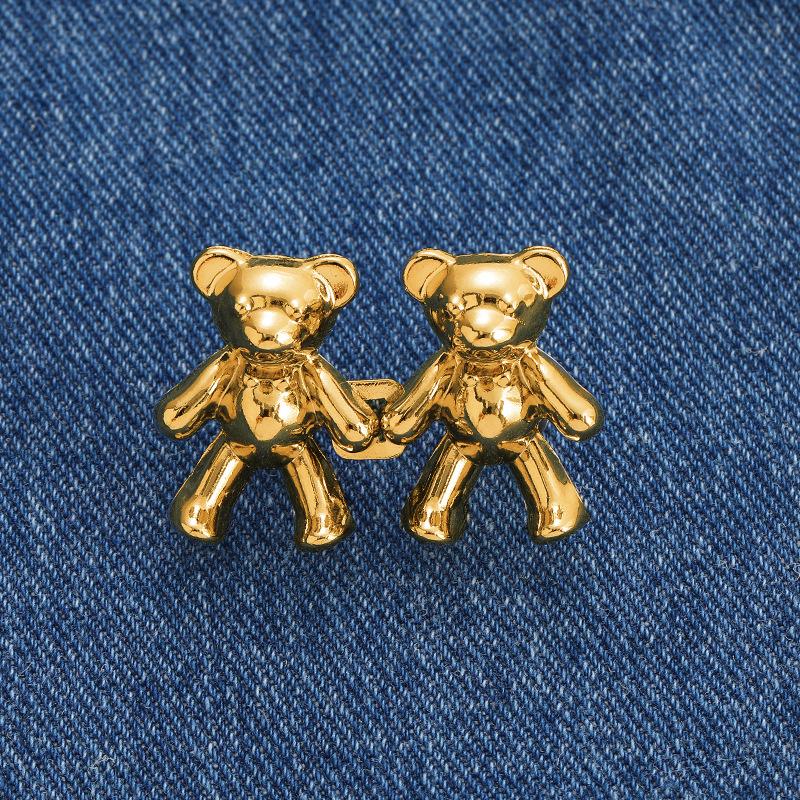 Product Introduction of 1Pair Nail-free Jeans Bear Waist Buckle Removable Closing Artifact Invisible Snap Button Tightening Waistband Button Adjustable 17