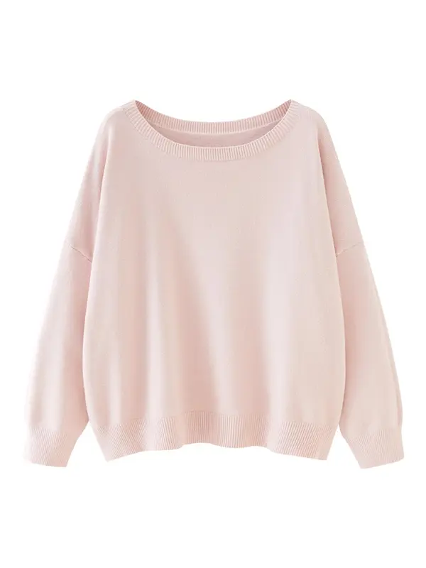 【Plus Size】 Solid Drop Shoulder Sweater, Casual Long Sleeve Scoop Neck Jumper for Fall & Winter, Women's Clothing for Daily Wear, Plus Size Clothing, Womenswear, Lady Tops 6