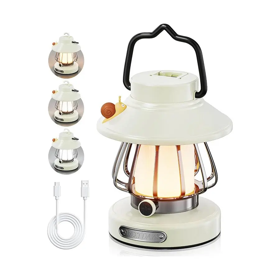 Portable Mini Camping Light, USB Rechargeable LED Light with 3 Light Modes, Portable Mini Light with Memory Function for Outdoor Camping, Lamp