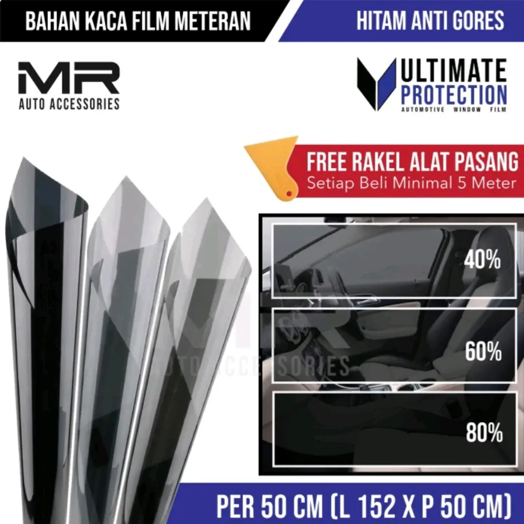 Stiker Kaca Film Jendela Rumah Kaca Film Hitam 20% 40% 60% 80%