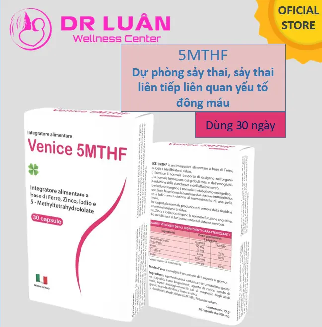 [5MTHF] Viên uống Venice Bổ Sung Acid Folic dạng 5MTHF