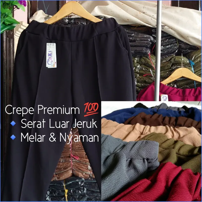 Nikipants~ DOTY PANTS Kasual/kerja All Size REMAJA - JUMBO fit BB 40-80kg ADA M to XL & XXL to 3XL | Crepe Premium TEBAL & MELAR celana kerja panjang garis bawahan Wanita 7