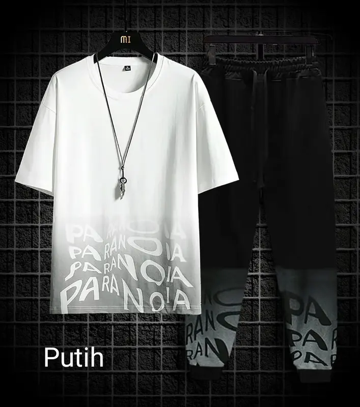 Bisa Cod/Setelan Paranoia - Setelan Atasan Kaos Celana Jogger/1 set outfit cowok (M-L) 3