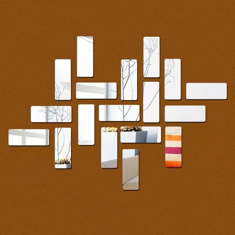 Rectangle Acrylic Wall Sticker, 2pcs Self Adhesive Wall Mirror, Creative Wall Art Mirror Stickers, Wall Decor for Living Room Bathroom, Bedroom Accessories for Home Decoration 5
