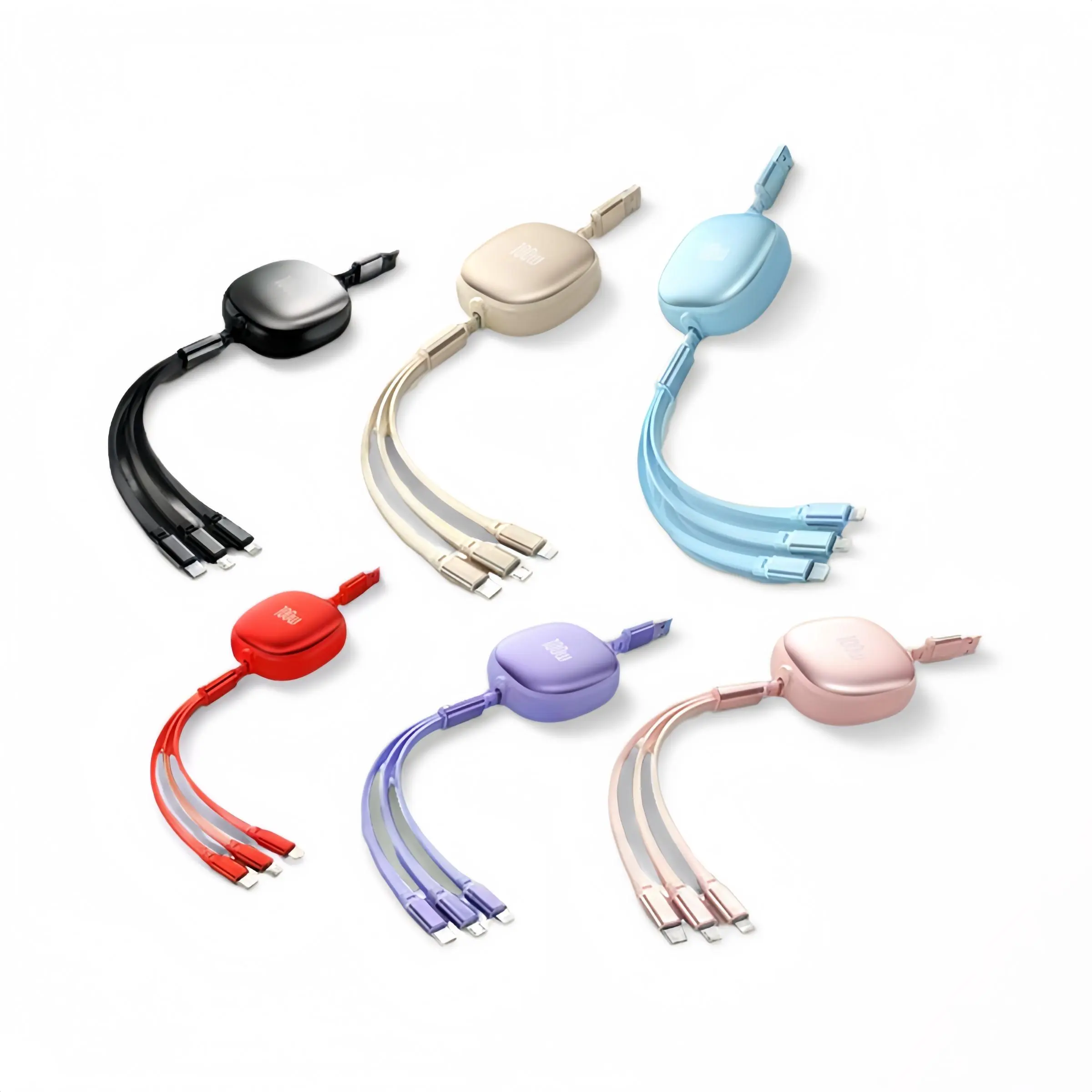 3-Port Retractable Cable, 3 in 1 2.4A Fast Charge Phone Data Cable, Phone Accessories for iPhone & Android, Phone Accessories, Electronic