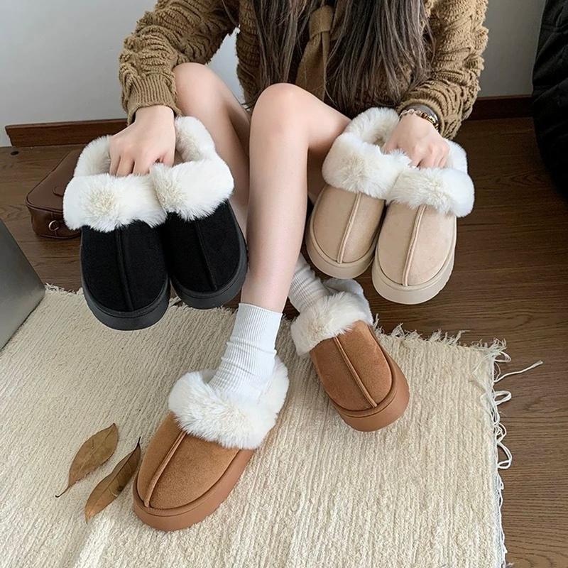 Sục da lộn lót lông vũ mềm mịn ấm áp đế cao chống trơn trượt nhiều màu giày sục  lông sục  nữ