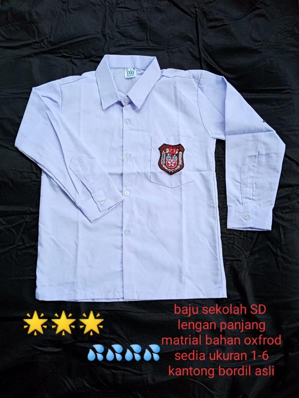 baju putih sekolah sd/mi kemeja sekolah laki-laki dan wanita lengan panjang Putih 2