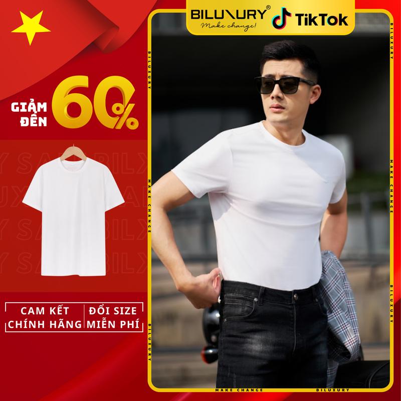 Áo Phông Tay Ngắn Co Giãn 7APKB001, Thấm Hút Tốt, Bền Màu, Chống Nhăn Biluxury