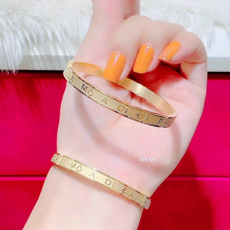 Vòng tay a di đà phật chạm cát bằng titan, đeo không đen không phai, may mắn bình an mãi mãi Phụ nữ Kỷ niệm