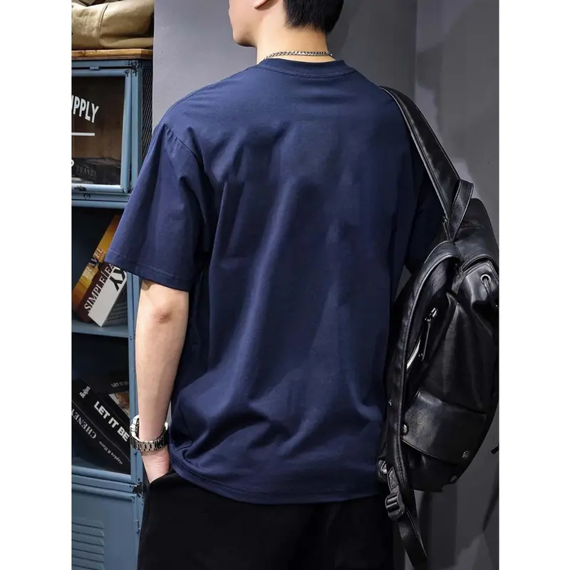 Baju Trip Adventure Men's 100% Cotton Casual Crew Neck T-Shirt with Alphabet Moon Digital Heat Transfer Print - Regular Fit Knit Fabric Short Sleeve Top with Slight Stretch kaos  psht 7