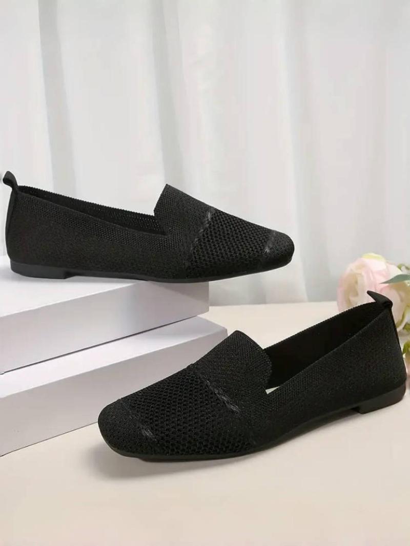 Product Introduction of Women's Fashionable Knitted Flat Shoes, Casual Comfortable Breathable Slip on Shoes for Daily Wear, Lightweight Soft Sole Shoes for Women & Girls, Running 5