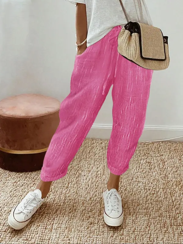 Women's Plain Pocket Drawstring Waist Straight Leg Pants, Casual Comfy Trousers for Everyday Wear, Fashion Ladies Bottoms for All Seasons, Womenswear 2