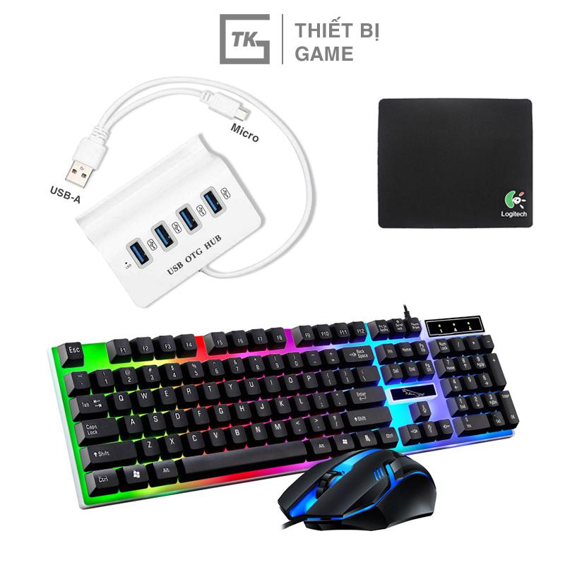 Combo cổng chuyển đổi USB OTG và bàn phím chuột G21B chơi game Roblox Minecraft và làm việc