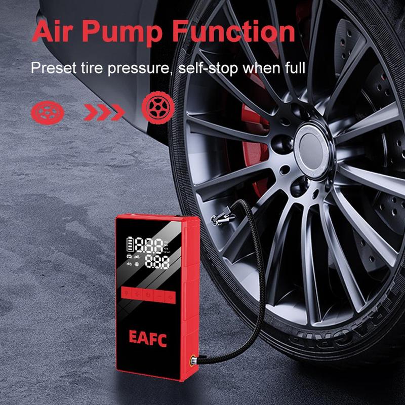 4-in-1 Wireless Air Pump with LED Lighting, 12V Portable Car Battery Jump Starter, Emergency SOS Light, Digital Display Car Air Pump 3