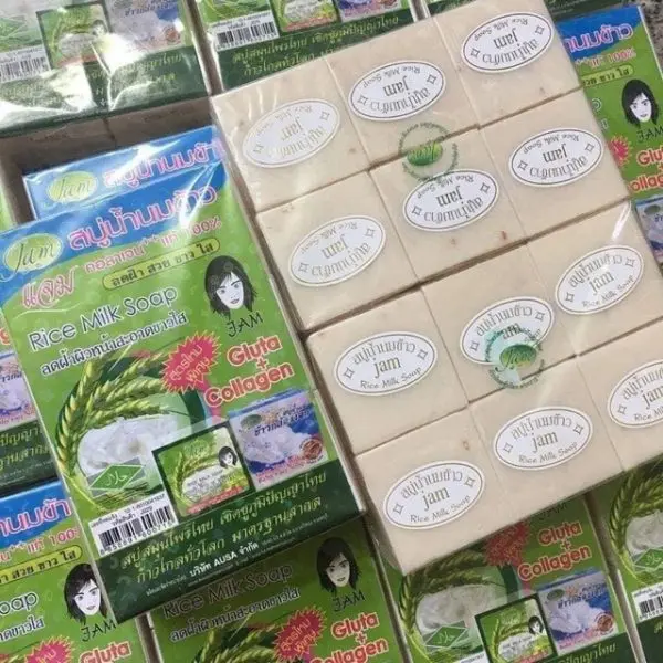 Combo 12 cục xà bông kích trắng sữa gạo Collagen + Gluta Thái Lan dùng được cho da mặt và da toàn thân - Xà phòng Thái Lan Dưỡng Body Dưỡng Da Body Làm Đẹp Da