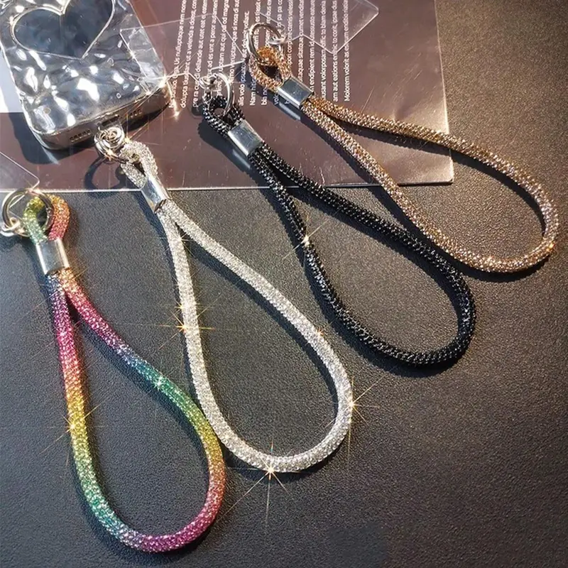 Rhinestone Decorated Phone Lanyard, Fashionable Phone Lanyards, Durable Short Phone Charm for Women, Phone Accessories for Daily Use 3