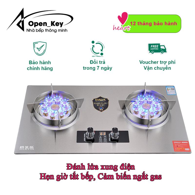 Bếp Gas Đôi 9 Đầu Đốt Bản Cao Cấp, Tích Hợp Hẹn Giờ Tự Ngắt Gas, Cảm Biến Khóa An Toàn Thông Minh