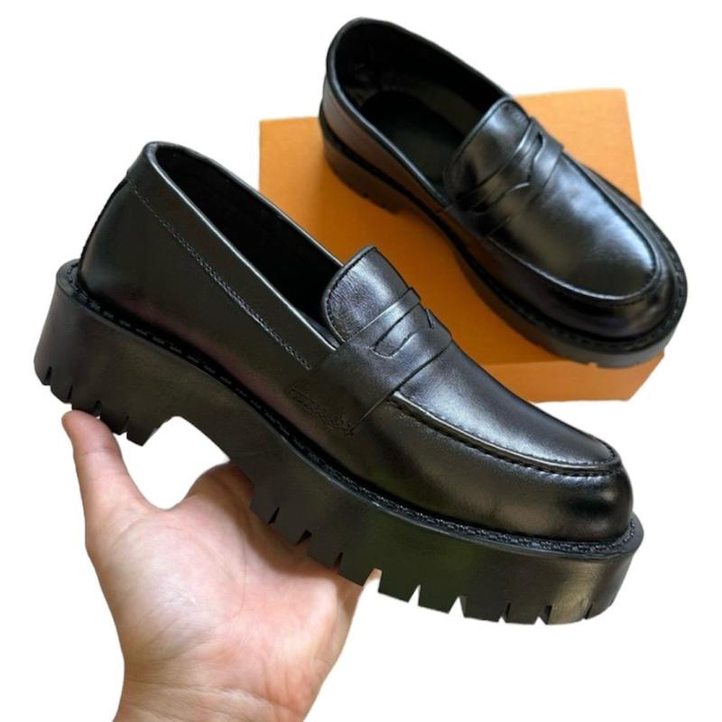 Giày Chunky Loafer Form Nhỏ Đế Cao 4,5cm Shoes Nữ