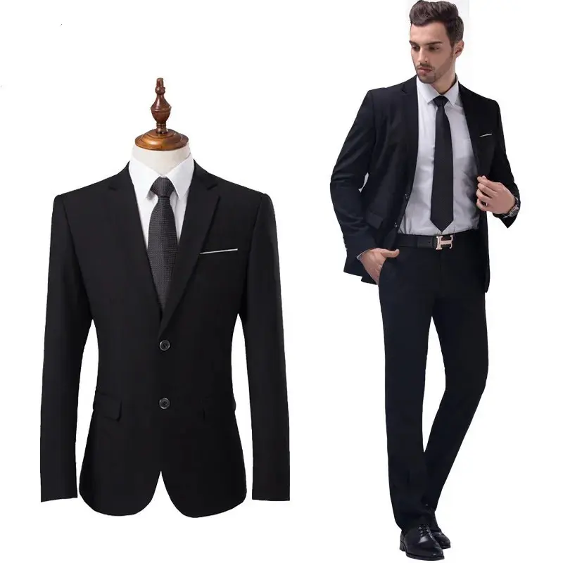 Bộ Vest Nam Màu Đen Cao Cấp , 2 khuy, Quần Sidetab, Form dáng chuẩn, Trẻ Trung, Thanh Lịch