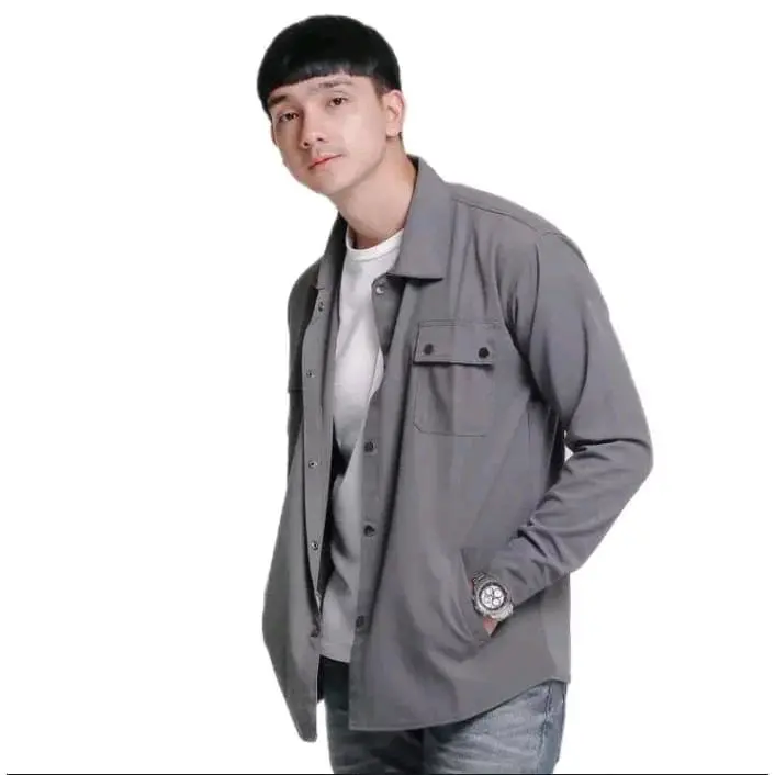 Trucker Jaket Pria Keren Canvas Size S - 3XL Semi Parka Kancing Lembut Hitam Panjang Casual Formal Distro Blazer Army 4