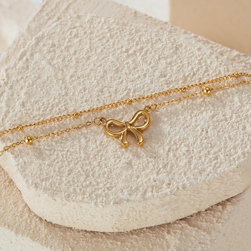 Product Introduction of Stainless Steel Anklet for Women with Bowknot, Unique and Versatile Beach Accessory for Various Occasions anklet 4