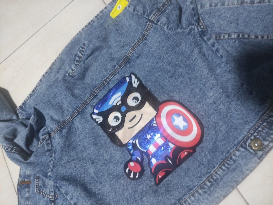 JAKET JEANS ANAK GAMBAR 3D,LOL NYALA KARAKTER SUPER HERO, BULU, PITA& POLOS USIAH 1-10 TAHUN,PEREMPUAN/LAKI-LAKI Denim dasar 3-4 tahun