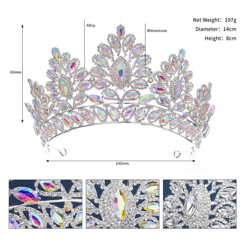 Product Introduction of Quality   Bridal Wedding Dressing    Baroque Royal  Crown  Pageant Tiaras Crown Molding Headpieces For Queens and King Female Anniversary Birthday Metal Coating  Women  Prom Diadem  Hair Accessories 30