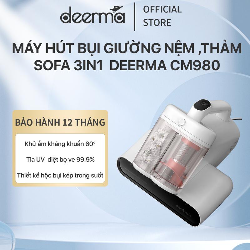 Máy hút bụi giường nệm diệt khuẩn UV DEERMA CM980 với thiết kế hộc bụi kép trong suốt đa năng - Bảo hành 12 tháng