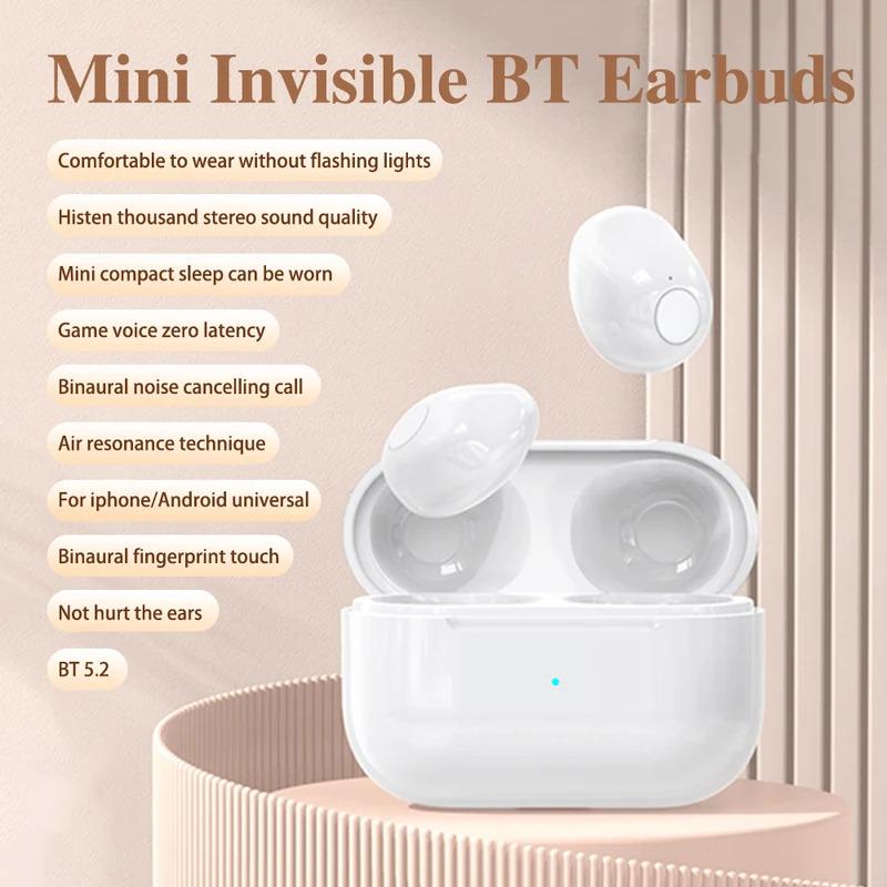 TikTok Shop Invisible Earphones Mini Bluetooth TWS Wireless Touch Earphone Noise Reduction Sports Headset For iPhone Android Earbuds