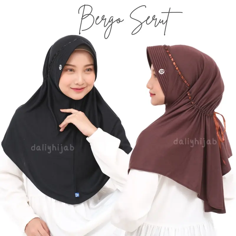 Hijab Bergo Serut Premium | Menutup Dada | Instan Premium | Bergo Menutup Dada 0