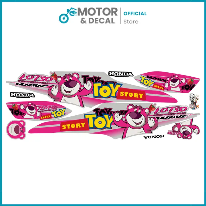 Tem xe Wave Alpha 100cc & 50cc  - Tem gấu dâu 3 lớp cao cấp nhiều lựa chọn màu sắc - Motor & Decal - WA100LOTSO1M